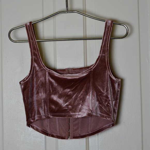 Velvet Pink Corset Top - Picture 3 of 7